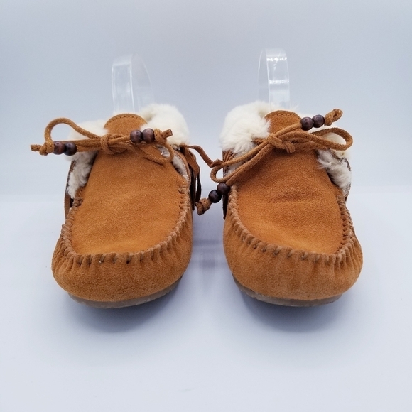 Minnetonka Leather Suede Fringe Ankle Moccasins size 6 - Picture 3 of 12